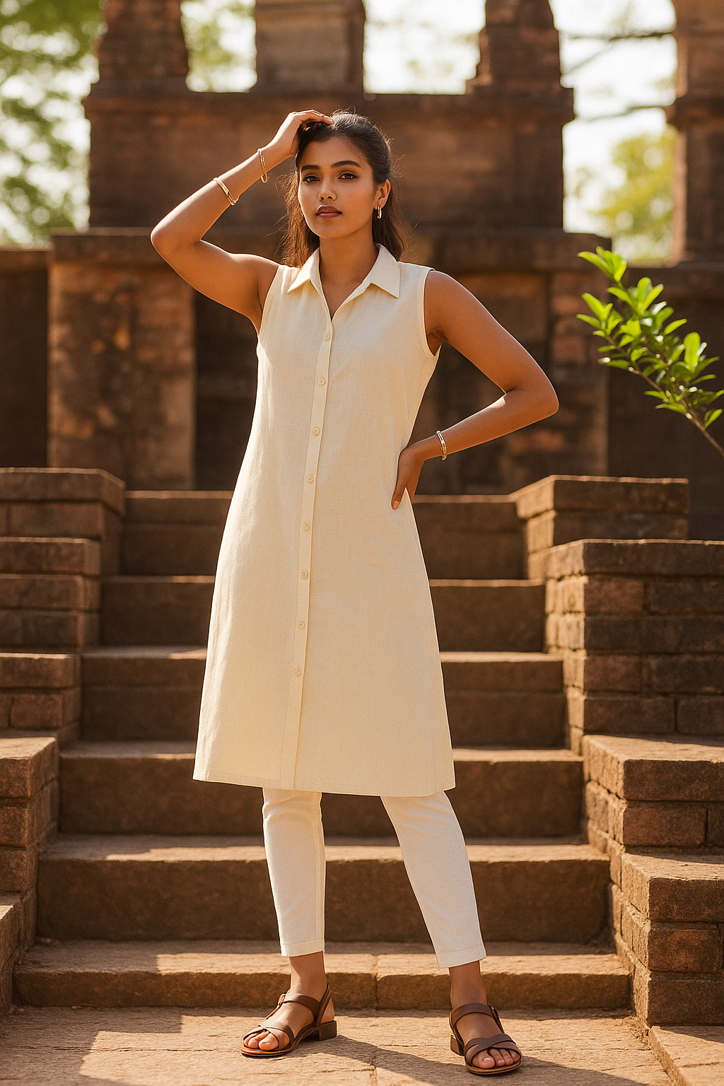 Premium quality ladies palazzo set White